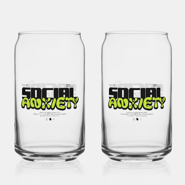 Edgy "Social Anxiety" Glitch Font Dosenglas (Vorderseite)