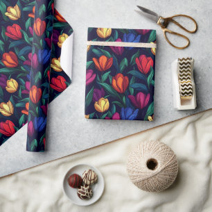 Edgy Summer Tulip Bouquet Wrapping Paper Geschenkpapier