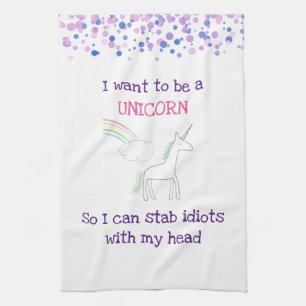 Edgy Unicorn mit Rainbow und Confetti Funny Handtuch