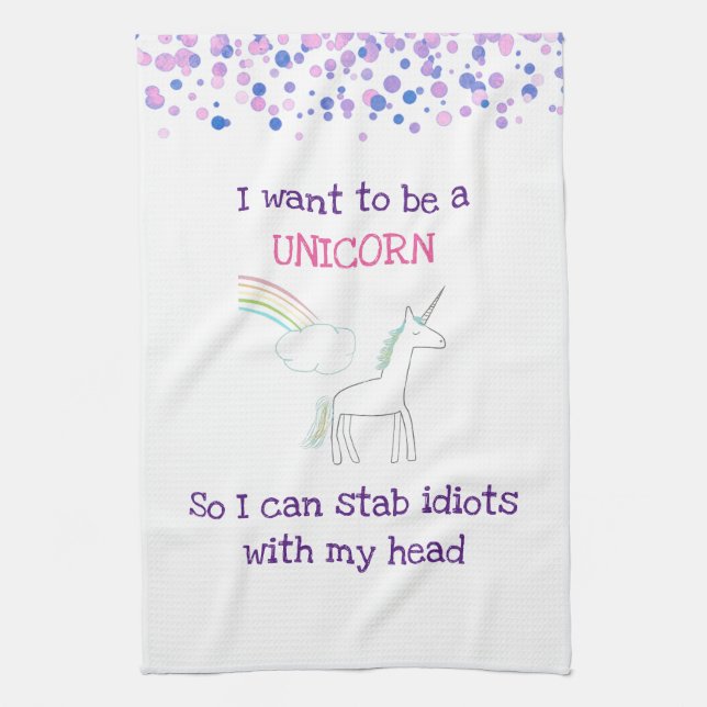 Edgy Unicorn mit Rainbow und Confetti Funny Handtuch (Vertikal)