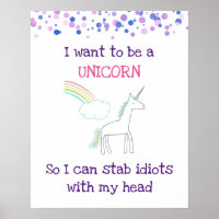 Edgy Unicorn mit Rainbow und Confetti Funny