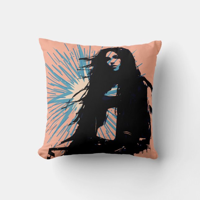 Edgy Woman Vector Art Kissen (Vorderseite)