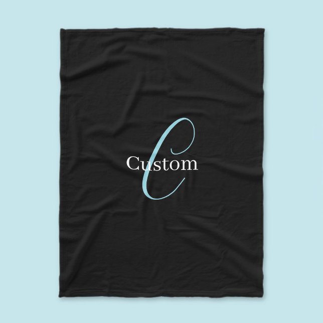 Edierbare kursive Schriftmonogramm Schwarz Blau We Fleecedecke (Von Creator hochgeladen)