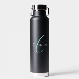 Edierbare kursive Schriftmonogramm Schwarz Blau We Trinkflasche
