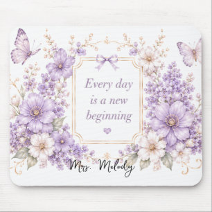 Edierbare Seidengarten-Lila-Blumen-Mauspad Mousepad
