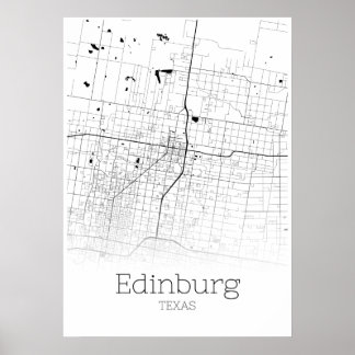 Edinburg Map - Texas - City Map Poster