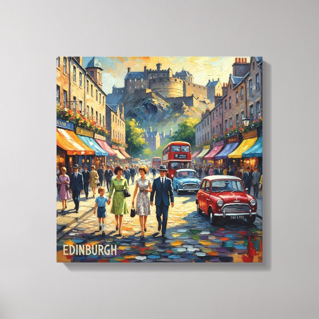 Edinburgh Castle High Street Scene Canvas Leinwanddruck (Vorderseite)