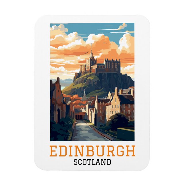 Edinburgh Castle Retro Vintage Travel Magnet (Vertikal)
