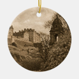 Edinburgh Castle Sepia-Fotografie Keramik Ornament