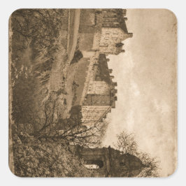 Edinburgh Castle Sepia-Fotografie Quadratischer Aufkleber