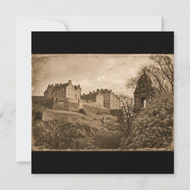 Edinburgh Castle Sepia Photograph Einladung (Vorderseite)