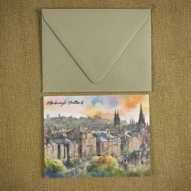Edinburgh Castle Watercolor Travel Postkarte (edinburgh scotland watercolor postcard)