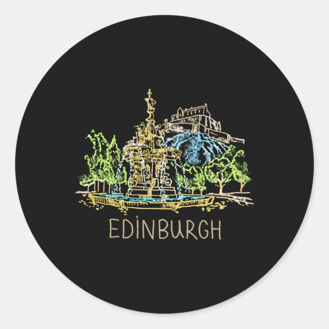 Edinburgh City Scotland UK Runder Aufkleber (Vorderseite)