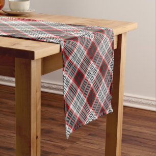 Edinburgh City Tartan Kariert Grau Black Red Kurzer Tischläufer
