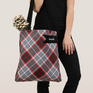 Edinburgh City Tartan Kariert Grau Black Red Tasche