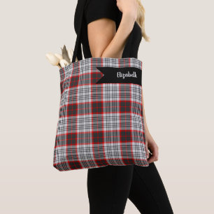 Edinburgh City Tartan Kariert Grau Black Red Tasche