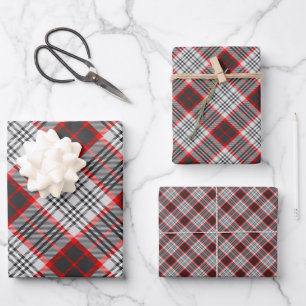 Edinburgh City Tartan Kariert Grau Schwarz Geschenkpapier Set