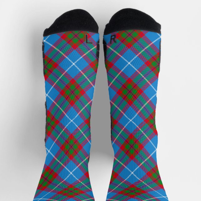Edinburgh City Tartan Plaid Blue Red Purple Socken (Oben)