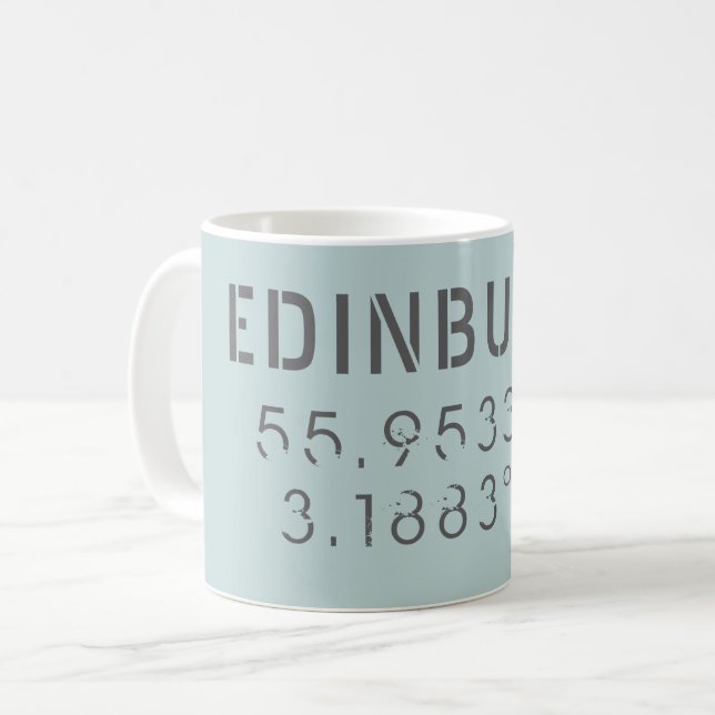 Edinburgh Latitude & Longitude Kaffeetasse (Vorderseite Links)