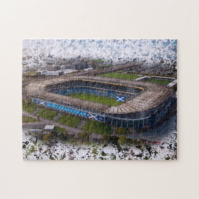 Edinburgh Rugby Stadion mit schottischer Flagge (Horizontal)