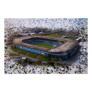 Edinburgh Rugby Stadion mit schottischer Flagge Poster