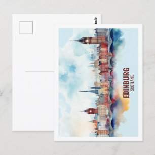 Edinburgh Schottland Berühmter Reiseort Wasserfarb Postkarte