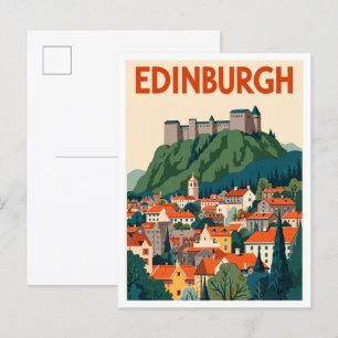 Edinburgh Schottland Kunst Vintage Illustration Re Postkarte