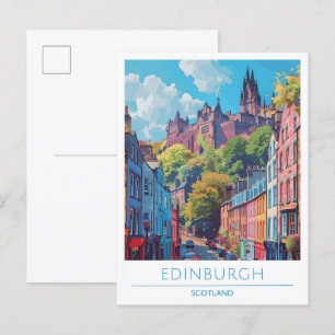 Edinburgh Schottland Kunst Vintage Reise  Postkarte