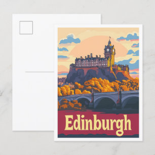 Edinburgh Schottland Kunst Vintage Reiseillustrati Postkarte