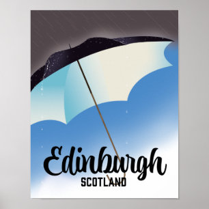 Edinburgh Schottland Regenschirm Reiseplakat Poster