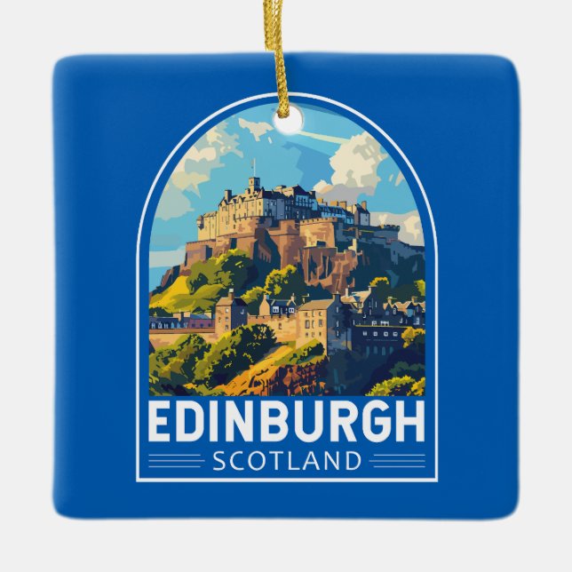 Edinburgh Schottland Reisen Art Vintag Keramikornament (Vorderseite)