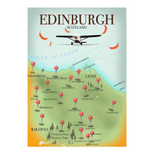 Edinburgh Schottland Vintage-Stil Kartenposter Dru Fotodruck