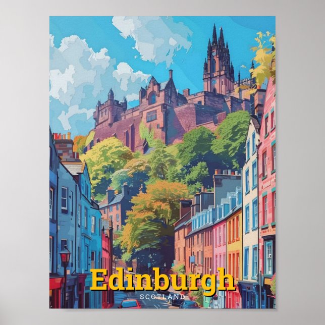 Edinburgh Scotland Art Vintage Travel Poster (Vorne)