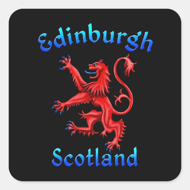 Edinburgh Scotland Lion Rampant Scottish Flag Quadratischer Aufkleber (Vorderseite)
