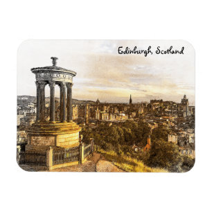 Edinburgh Scotland Panorama View Vintage Travel Magnet