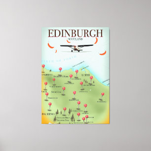 Edinburgh Scotland Vintager Stil Kartenposter druc Leinwanddruck