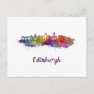 Edinburgh V2 Skyline in Aquarell Postkarte