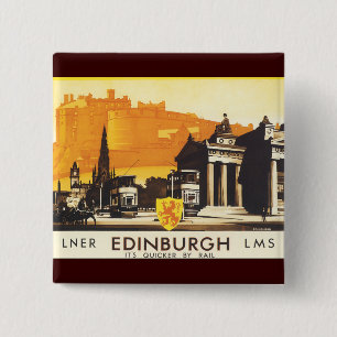 Edinburgh via LNER Eisenbahnplakat Button