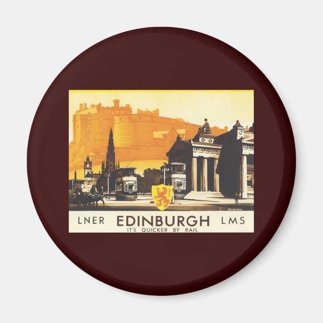 Edinburgh via LNER Rail Poster Magnet (Vorne)