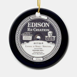 "EDISON-Erholungs-" Antiken-Minirekordverzierung Keramik Ornament