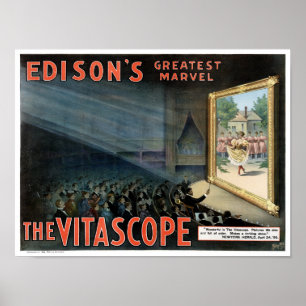 Edison Le Vitascope 1896 Restauré Poster vintage