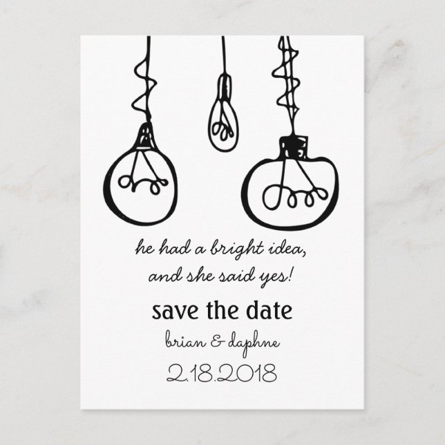 Edison Light Bulb Save the Date Postkarte (Vorderseite)
