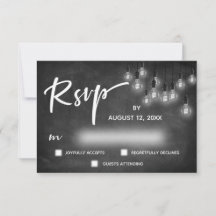 Edison Lights Chalkboard Moderne Calligraphie RSVP