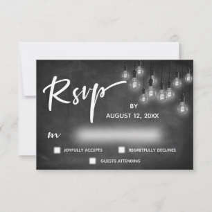 Edison Lights Chalkboard Moderne Kalligrafie UAWG RSVP Karte