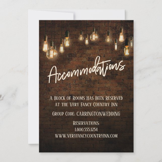 Edison Lights - Unterkunftskarte für Industriebieg Einladung (Vorderseite)