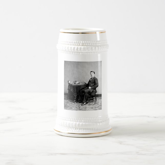 Edison und sein Phonograph 1887 Bierglas (Mittel)
