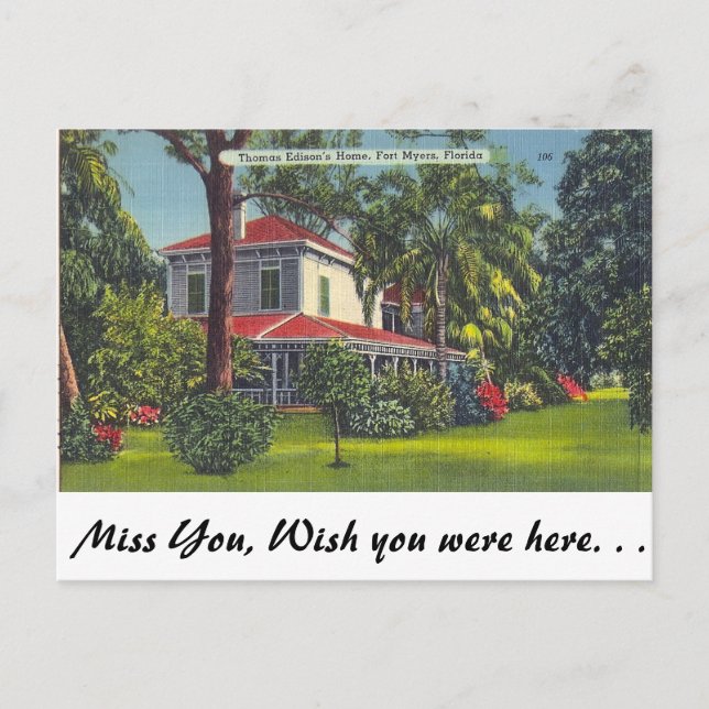 Edison Zuhause, Fort Myers, Florida Postkarte (Vorderseite)