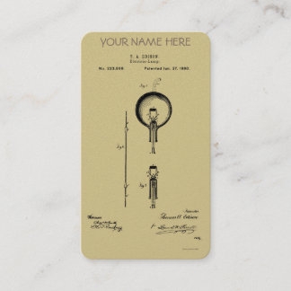 EDISONS ELEKTRISCHE LAMPENPATENT - Circa 1880 Visitenkarte