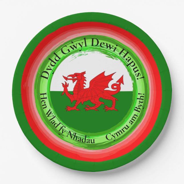 Edit Matching Welsh Dragon St David's Day 9" Pappteller (Vorderseite)