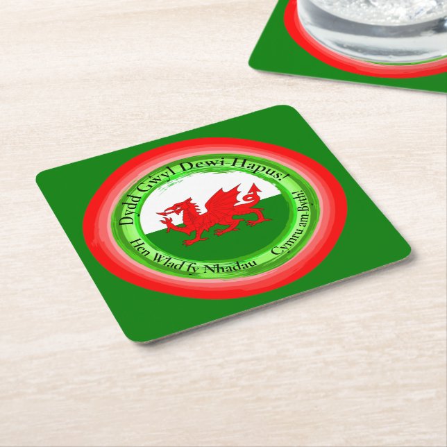 Edit Matching Welsh Dragon St David's Day Rechteckiger Pappuntersetzer (angewinkelt)